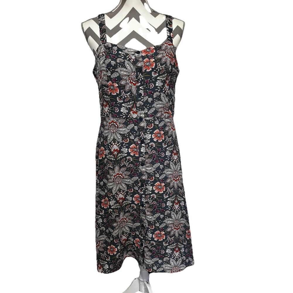 Ann Taylor Loft Outlet Paisley Floral Button Front Sundress Dress 10 Babydoll
